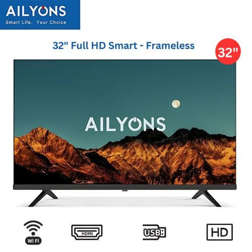 Aliyons AIilyons LST3208W 32",Frameless Smart Android 11 TV Full HD Netflix TV YouTube Energy Saving, HDMI USB Ports Wide Voltage Design