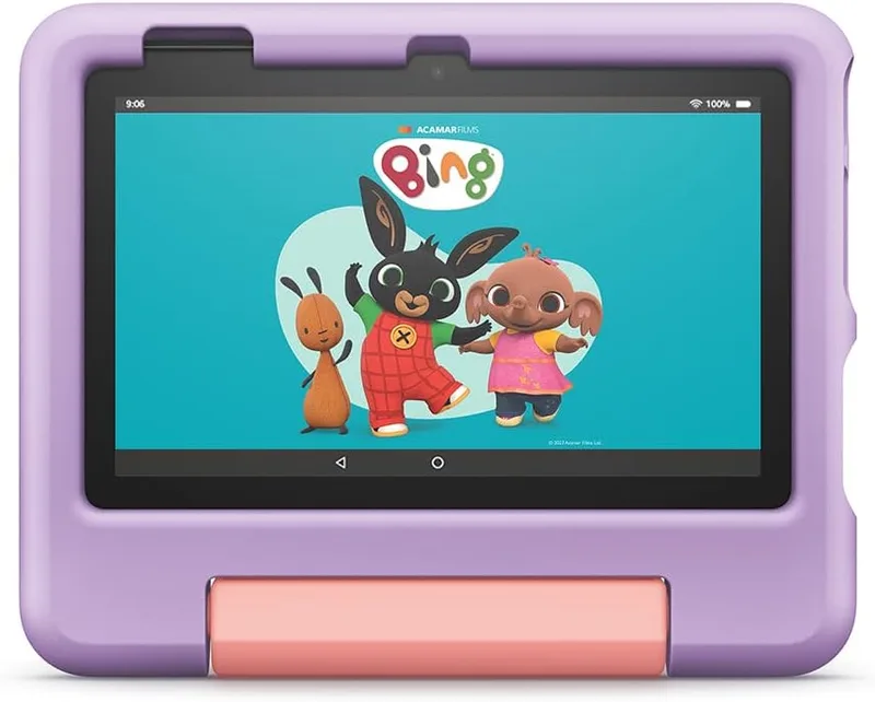Amazon Fire 7 Kids tablet, ages 3-7. 7" kids tablet on Amazon - 2022 | ad-free content with parental controls included, 10-hr battery, 16 GB
