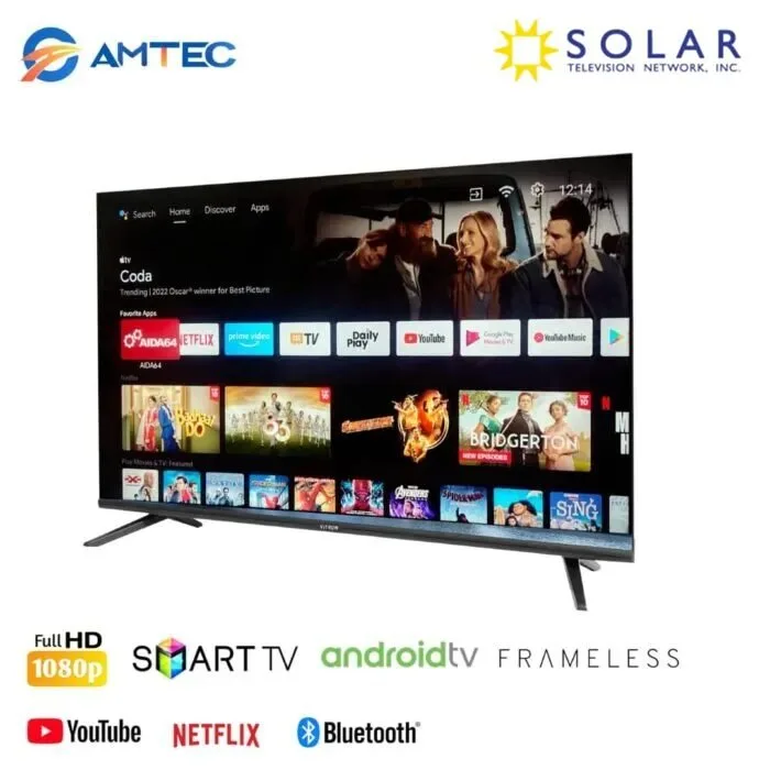 Amtec 32 Inch Smart Android TV AC/DC Frameless with Bluetooth, YouTube & Netflix
