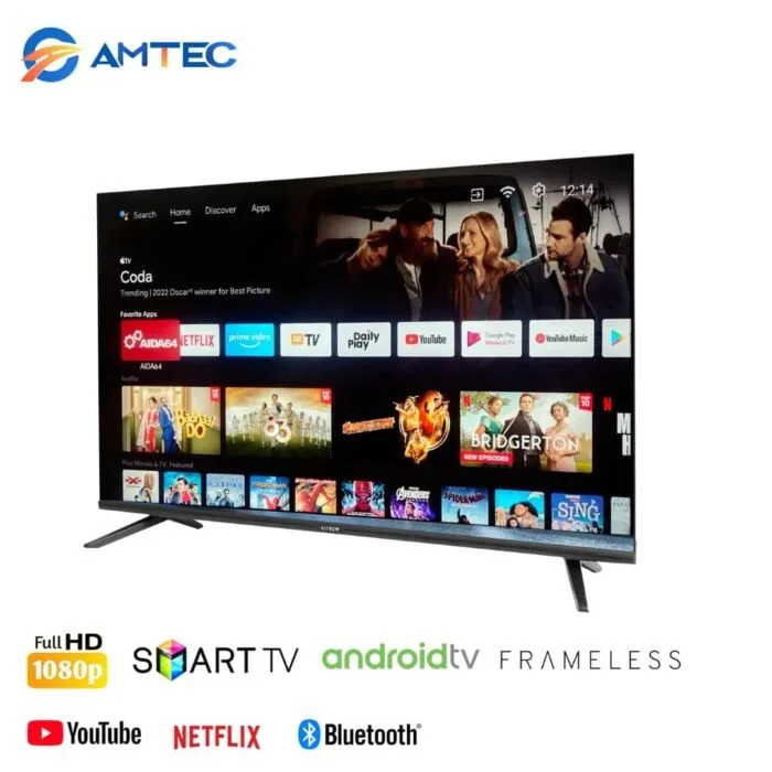 Amtec 32 Inch Smart Android TV Frameless with Bluetooth, YouTube & Netflix