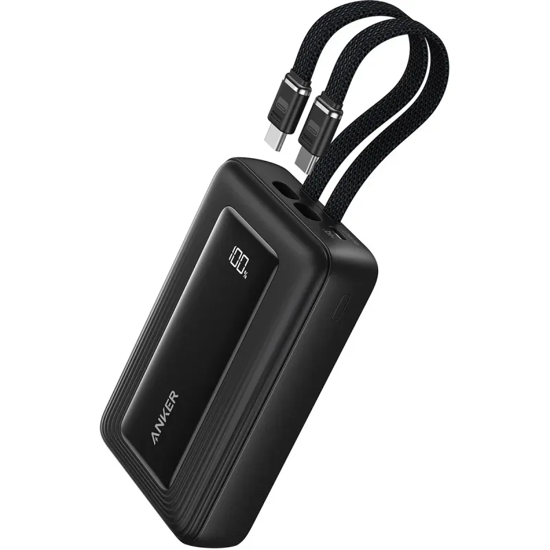 Anker Zolo Power Bank (10K, 35W, Built-in Dual USB-C Cables) – A110LH12 – Black