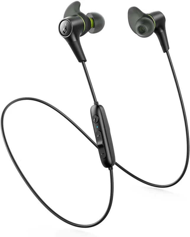 Anker Soundcore Spirit 2 Bluetooth Headphones, Deep Bass, IP67 Waterproof, Dustproof, Sweatproof, AirWings for Secure Fit, 14H Playtime, Wireless Earb