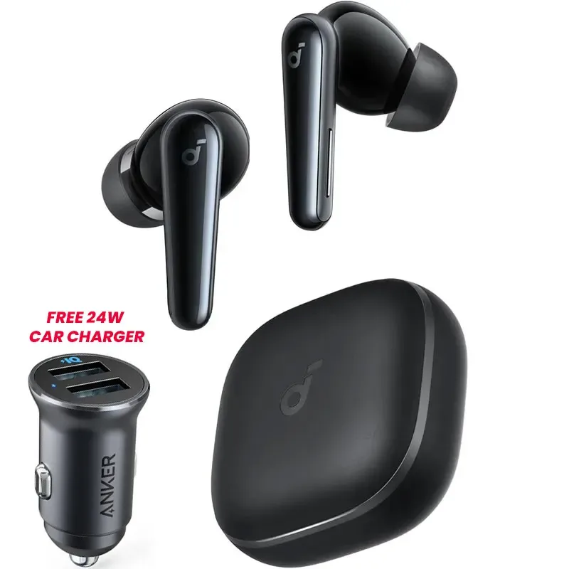BUNDLE – Anker Soundcore Liberty 5 – Black + Anker PowerDrive 2 Alloy 24W Car Charger (A3957H11-A2727H12)