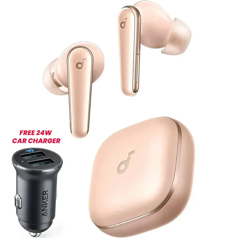 BUNDLE – Anker Soundcore Liberty 5 – Pink + Anker PowerDrive 2 Alloy 24W Car Charger (A3957H51-A2727H12)
