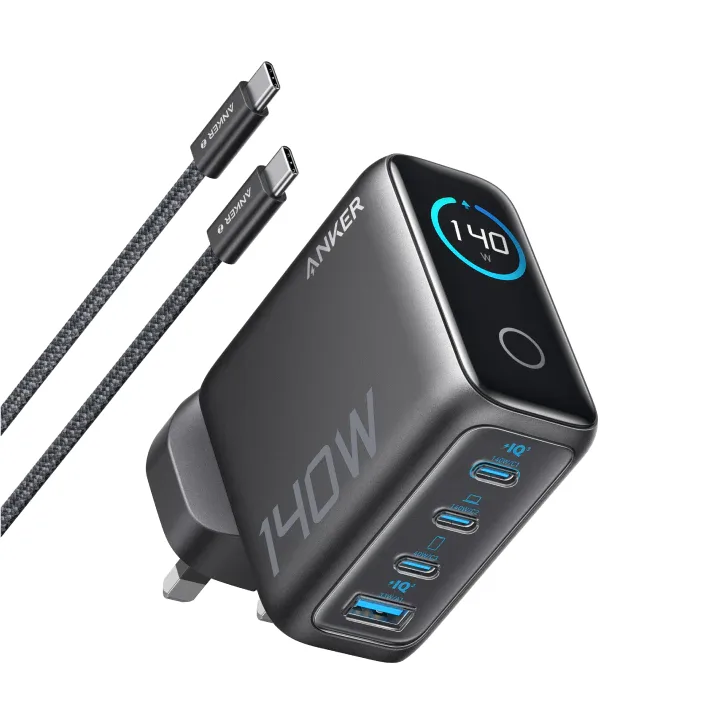 Anker Zolo B2697KZ1 140W 4-Port GaN Charger - High-speed multi-device charging with intelligent power distribution for laptops, tablets and smartphone