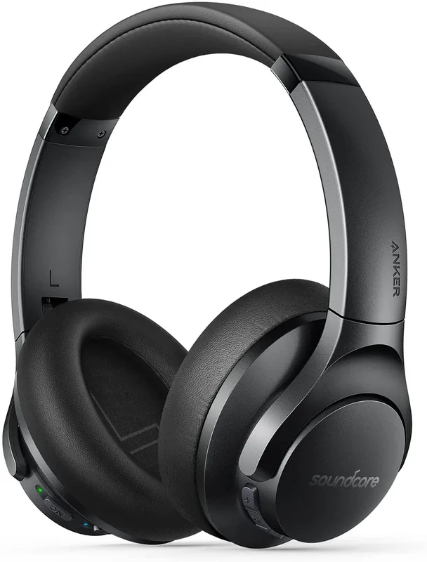 Anker Soundcore Life Q20+ Active Noise Cancelling Headphones, 40H Playtime, Hi-Res Audio, Soundcore App, Connect to 2 Devices, Memory Foam Earcups, Bl