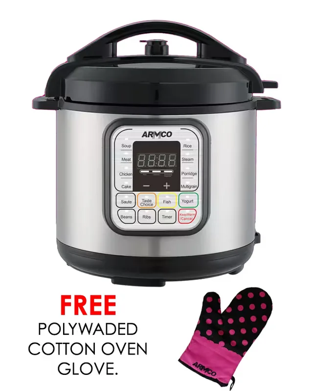 APC-EP600X – 6L Multi Function Electric Pressure Cooker, Aluminium Non-Stick Coated Pot (Soup, Meat, Chicken, Cake, Saute, Beans, Rice, Steam, Porridg