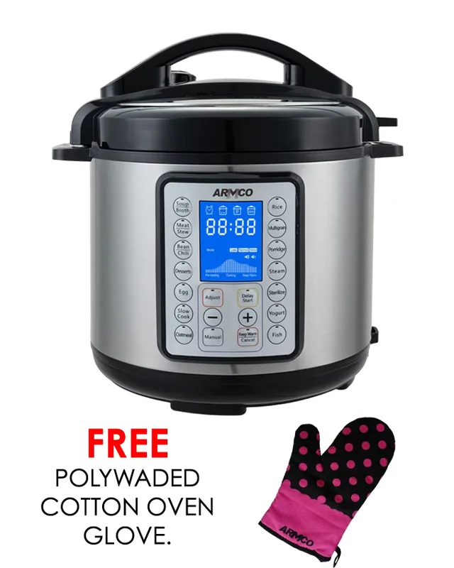 APC-EP800UX – 8L Multi Function Electric Pressure Cooker, Aluminium Non-Stick Coated Pot(Soup, Meat, Chicken, Cake, Beans, Rice, Steam, Porridge, Mult