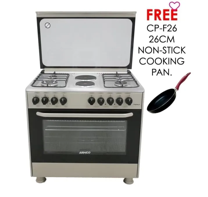 ARMCO GC-F9642JW2(SL)- 4Gas+2 Electric (1×145 + 1×180) RAPID, 60X90 Full Function Turbo Convection Oven, Thermostat control, 1 Rapid Plate, 1 Triple W