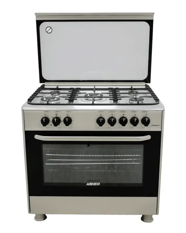 ARMCO GC-F9650JW2(SS) 5 Gas (SABAF Burners), 60X90 Full Function Turbo Convection Oven, 2 x Triple Wok Burner, Cast Iron Pan Supports, EU Standard Fla