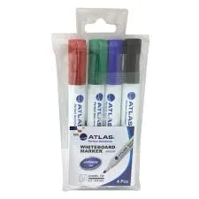 Atlas White Board Marker chisel PAC=04EA (Full Pack {4})