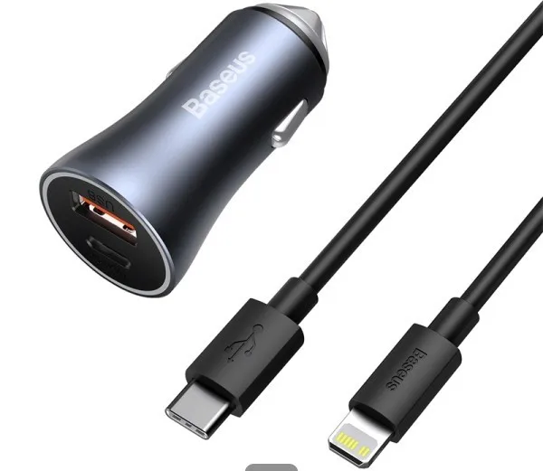 Baseus Golden Contactor Pro Dual Quick Car Charger U+C 40w