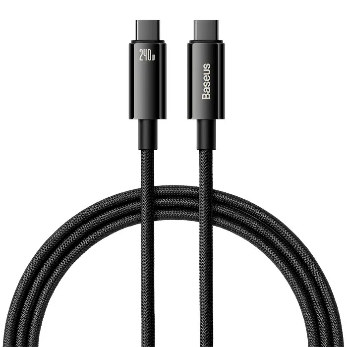 Baseus Tungsten Gold 240W USB-C to USB-C Cable (3 Meters/10ft, Black)