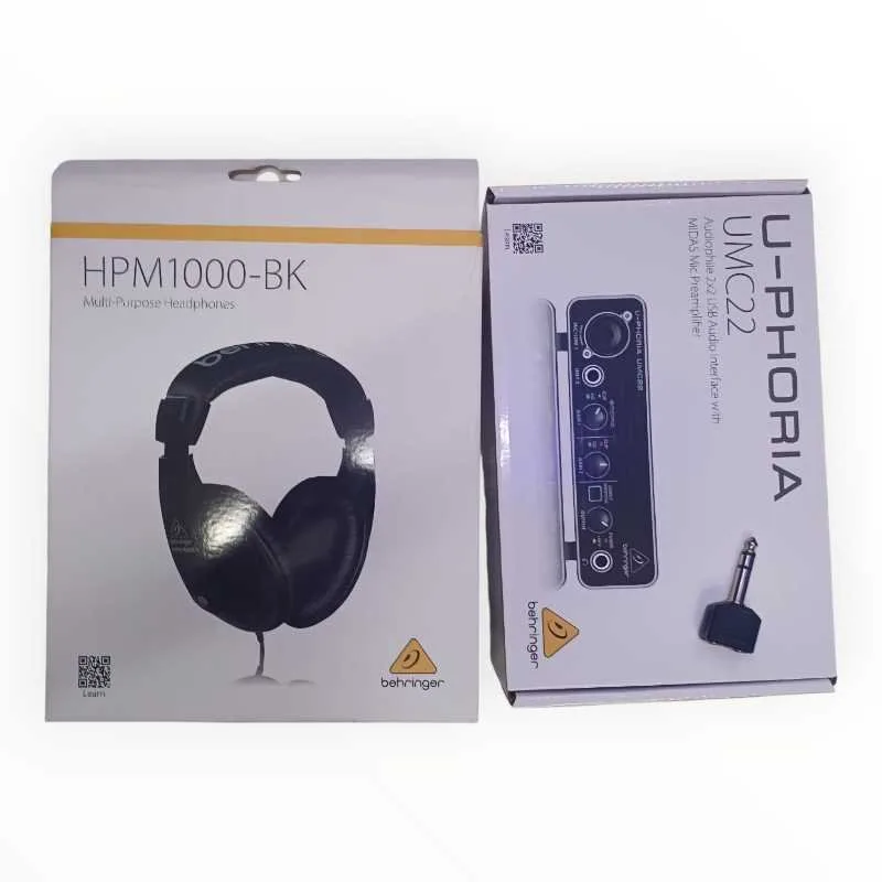 Behringer U-PHORIA UMC22 Audio Interface & HPM1000-BK Headphones Bundle