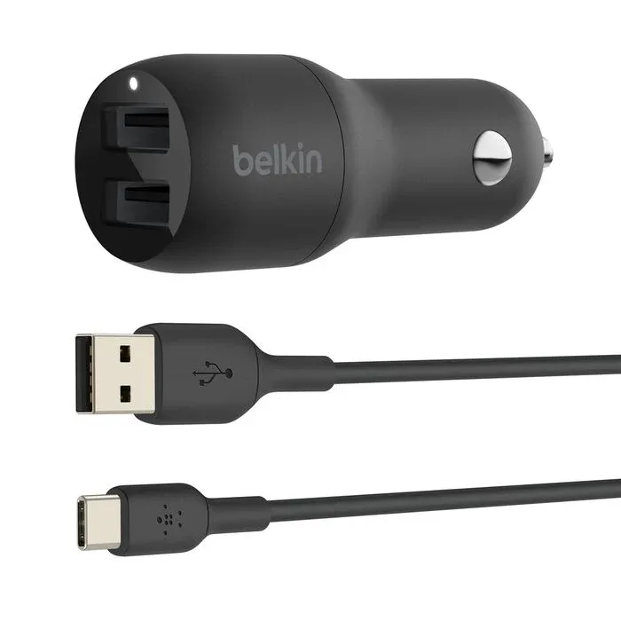 Belkin Boost Charge Dual USB-A Port Car Charger 24W Black