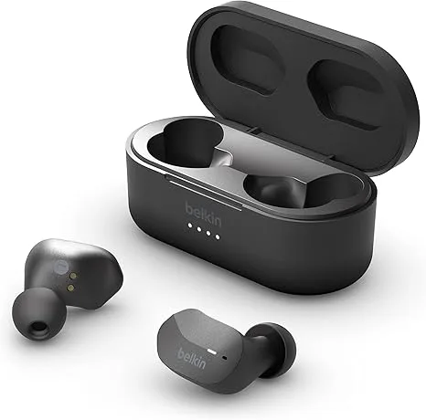 Belkin PAC002BTBK-GR Sounform True Wireless Stem Earbuds With Wireless Charging
