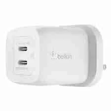 BELKIN DUAL 65W USB-C PD GAN WALL CHARGER WITH PPS, 65W SINGLE PORT USE, PD 45W, PD 20W DUAL PORT USE