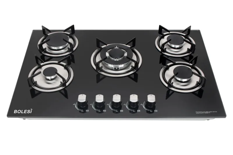 Bolesi Built-In 5 Gas Glass Hob Cooker