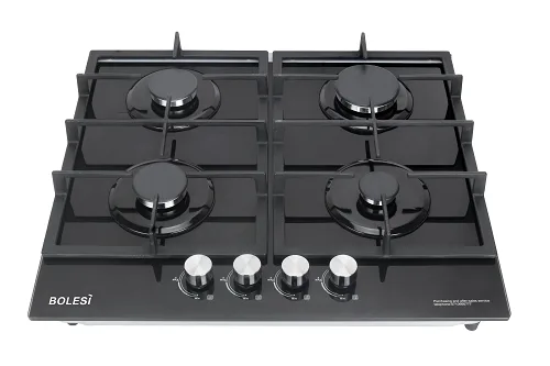 Bolesi H59-4006B 4-Burner Cast Iron Gas Hob 60x60cm with Gas Sensor – Safe, Efficient, Sleek Design for Kitchens