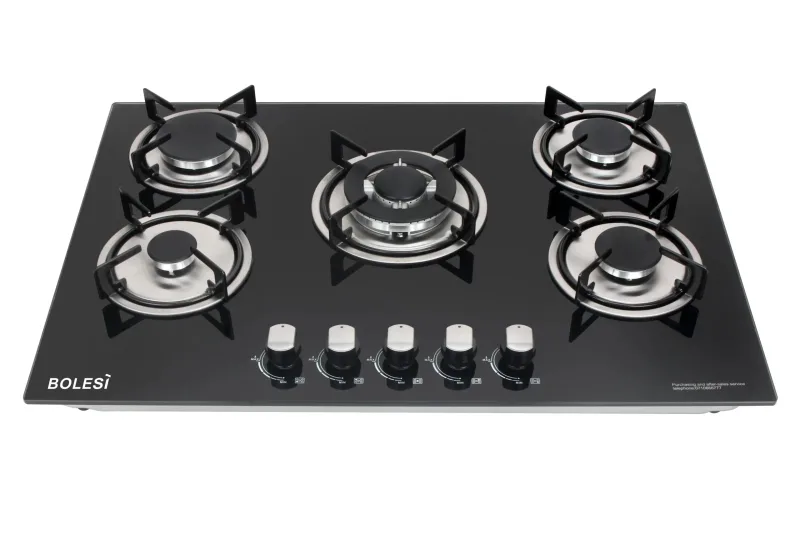 Bolesi HB-57005 Built-In 5 Burner Glass Gas Hob