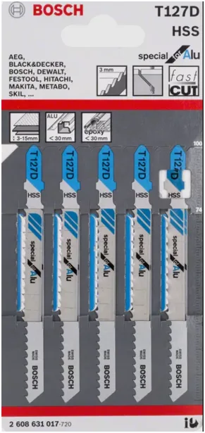 Bosch JIGSAW BLADE T127D ALUMINIUM 5PCS (2608631017)
