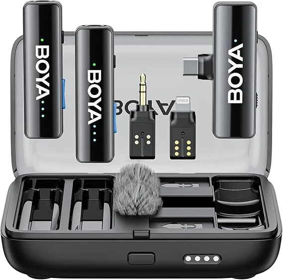 BOYA BOYALINK 2 Wireless Lavalier Microphone for iPhone Camera Android, 48 KHz 24 Bit