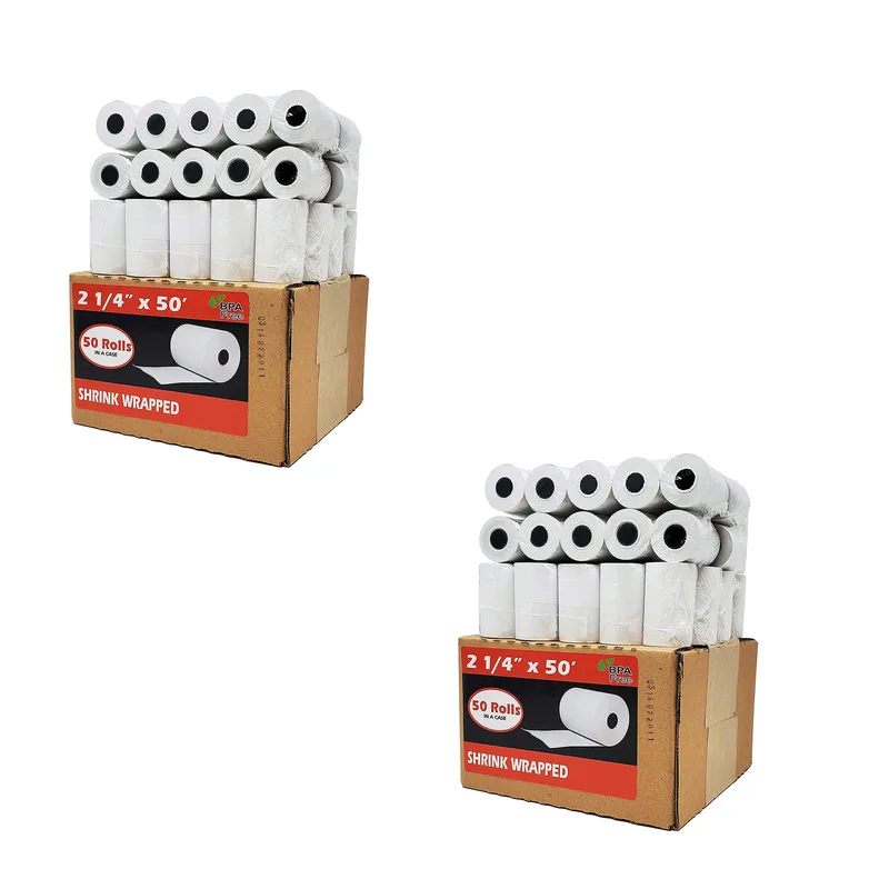 2-1/4" x 50' ( 2 Cases x 50 Rolls = 100 Rolls Shrink Wrapped) Thermal Paper Credit Card Receipt Rolls