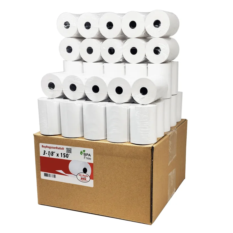 3-1/8" x 150' 50 Rolls Thermal Receipt Paper Rolls