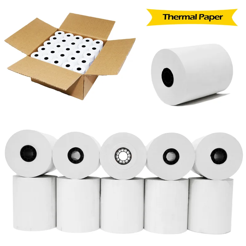 3-1/8" x 200' 10 Rolls (48 GSM Paper Thickness) Thermal Receipt Paper Rolls