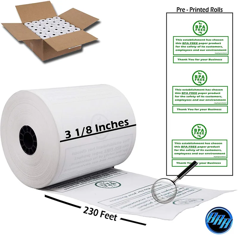 3-1/8" x 220' Pre-Printed (50 Rolls - 48 GSM Paper Thickness) Thermal Receipt Paper Rolls - Promotional - Limited Time Deal
