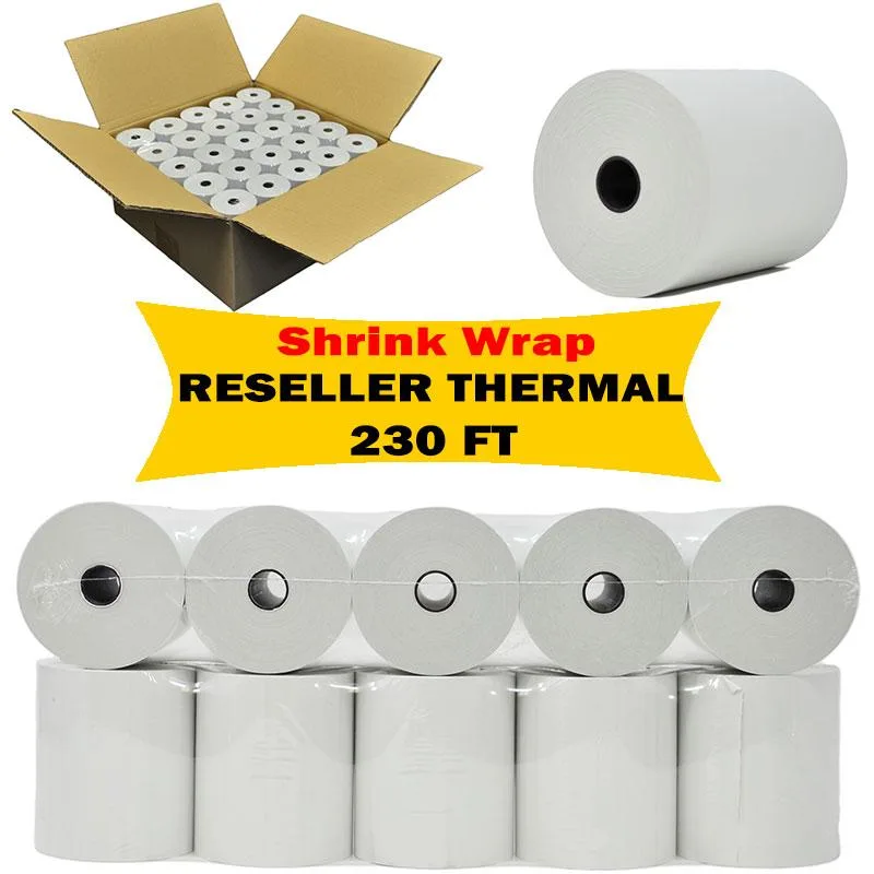 3-1/8" x 230' 50 Rolls (For Resellers - Shrink Wrapped) Thermal Receipt Paper Rolls