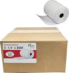 3-1/8" x 300' 50 Rolls (55 GSM Paper Thickness - Shrink Wrap) Thermal Receipt Paper Rolls (Copy)