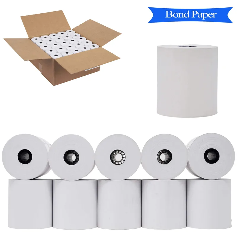3" 1-Ply x 165' (10 Rolls) Blended Bond Kitchen Printer Paper