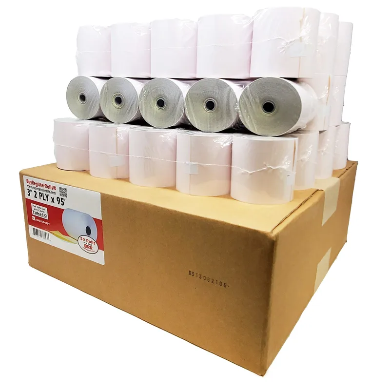 (3295) 3" 2-Ply x 95' (500 Rolls) (76mm Width x 2.62 Inches Diameter) White & Yellow