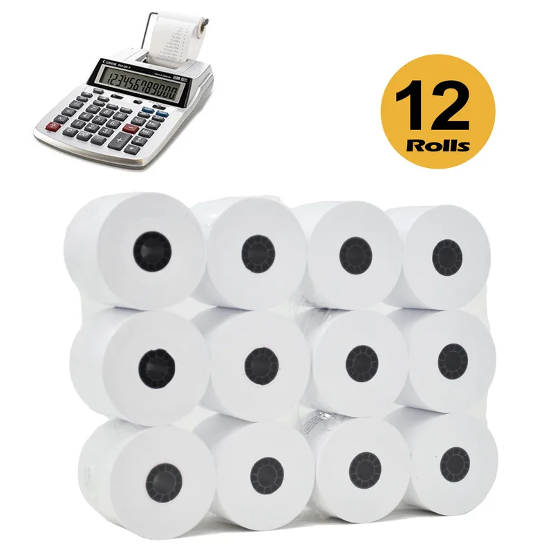 Adding Machine/Calculator Roll, 2-1/4" x 150 ft, White (12 Rolls)