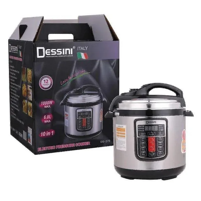 Dessini DS-377 6L 1000W Electric Pressure Cooker – 10-in-1 Multifunction Smart Cooker, Digital Stainless Steel Rice Cooker