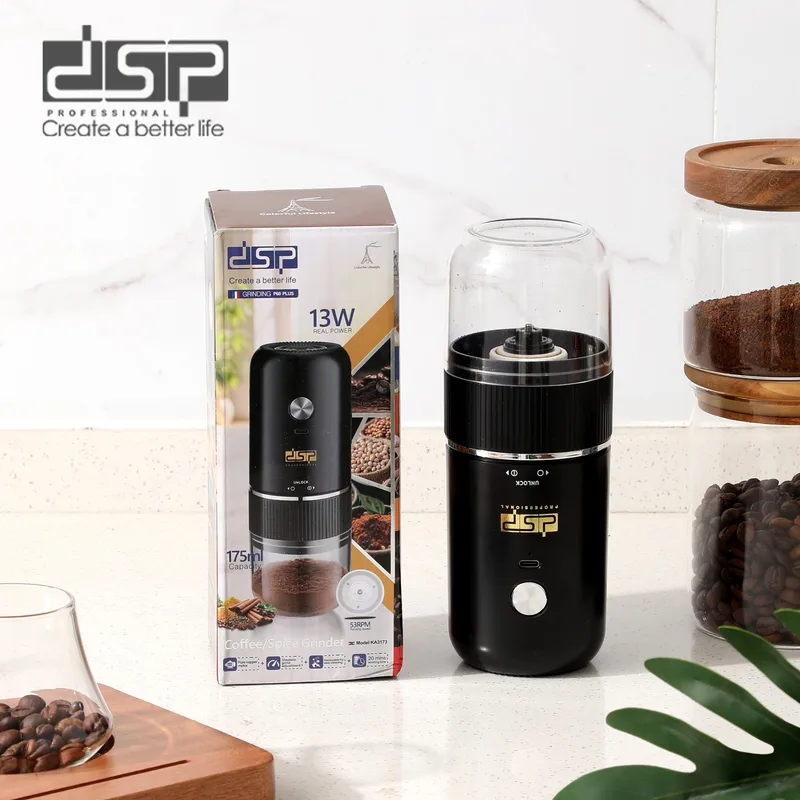DSP Cordless Coffee & Spice Grinder – 175ml Rechargeable Electric Grinder with Stepless Coarse-to-Fine Adjustment