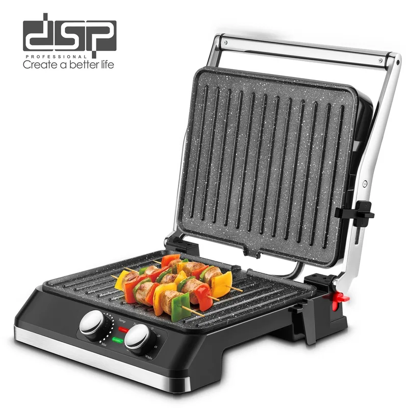 DSP 2200W Electric Grill Plate | Non-Stick Indoor Grill for Nyama Choma, Chicken and Sandwiches, Opens Flat to 180°, Thermostat and Timer