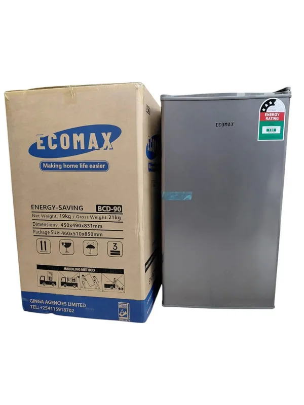 Ecomax BCD-90 90L Single-Door Fridge Compact Energy-Efficient Refrigerator – Quiet Cooling, Adjustable Shelves, Space-Saving Design for Home, Office &