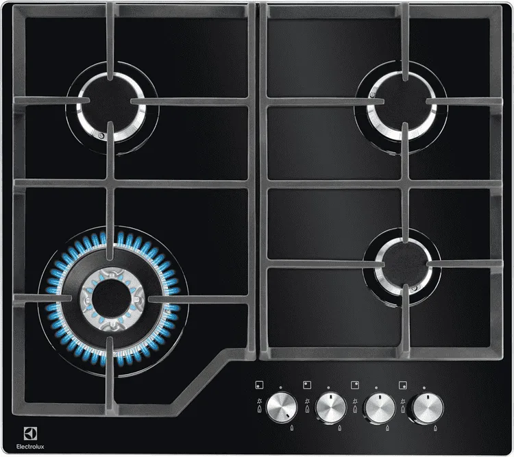 Electrolux Gas on Glass Gas Hob, 4 Burner, 60cm - KGG6436K