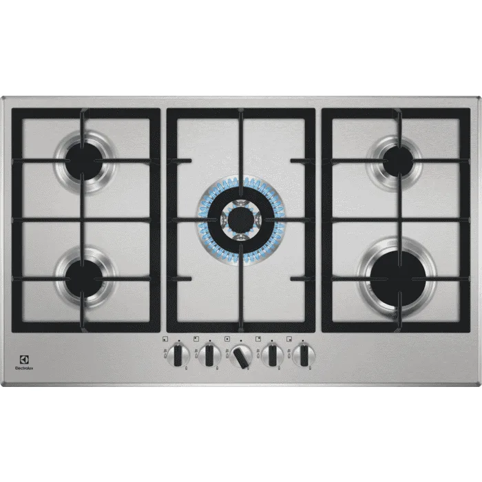 Electrolux Stainless Steel Gas Hob, 5 Burner, 90cm - KGS9536X