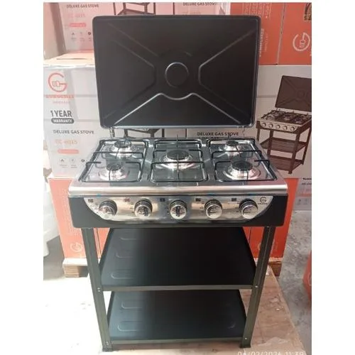Eurochef EC-6015 5 Burner Stainless Steel Free Standing LPG Cooker With Stand – Heavy Duty Professional Gas Stove for Home, Workshop, and Industrial K
