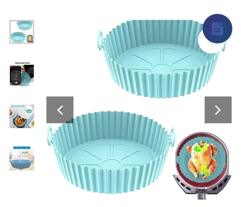 Food grade silicone 16-22 air fryer liner baking tin