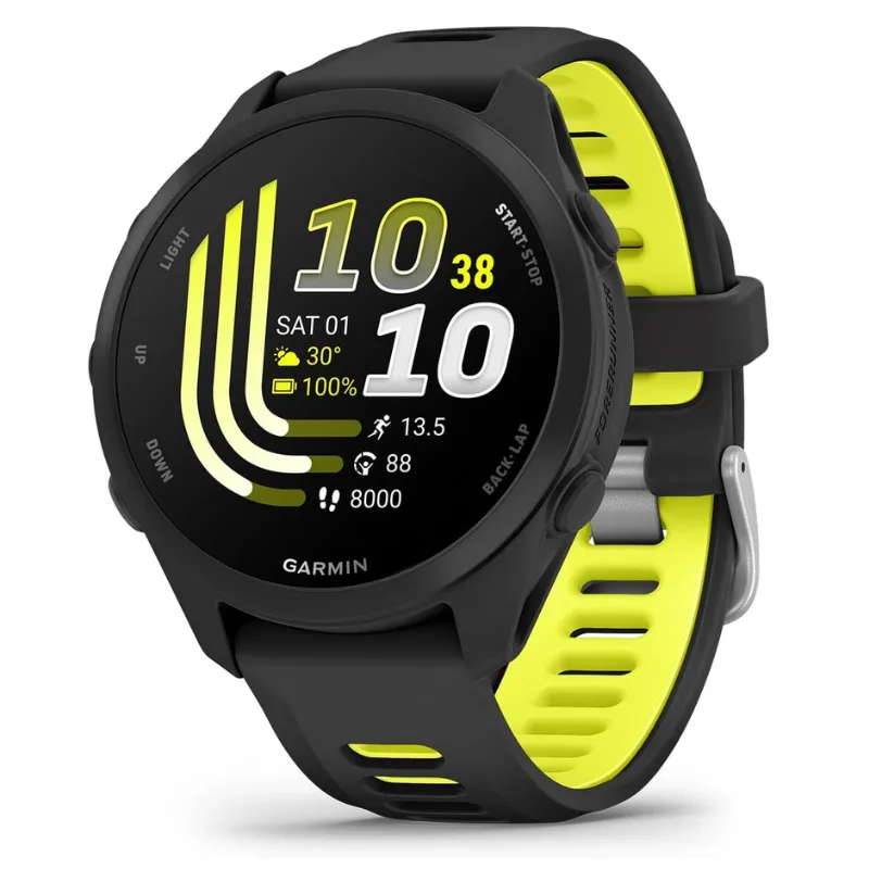 Garmin – Forerunner 170 GPS Smartwatch 43 mm Fiber-Reinforced polymer – Black/Amp Yellow