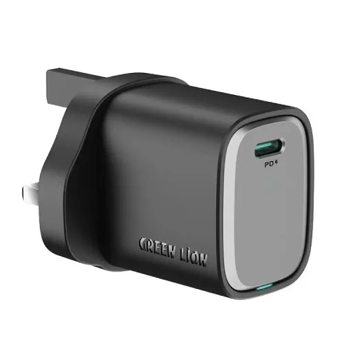 Green Lion Supra 33W GaN UK Wall Charger USB A & C With USB-C To C Cable