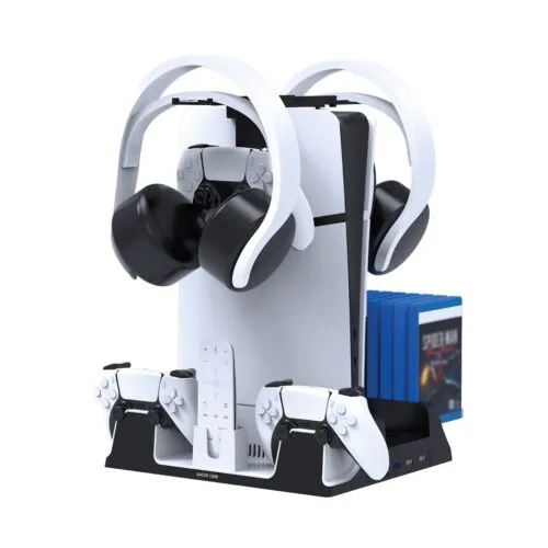 Green Lion PS5 Cooling Stand Charging Station – White