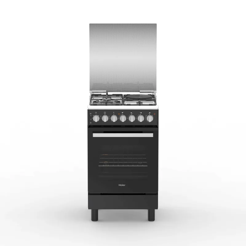 Haier 50×60 Gas Cooker with Electric Oven – 3 Gas + 1 Electric Plate, Matte Black HRE5313CDTMB