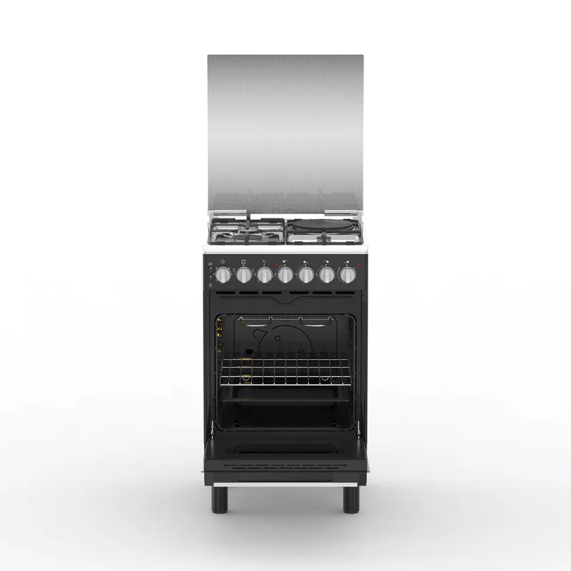 Haier 3 Gas + 1 Electric 60×60 Cooker with Electric Oven, Black – HRE6313CDRMB