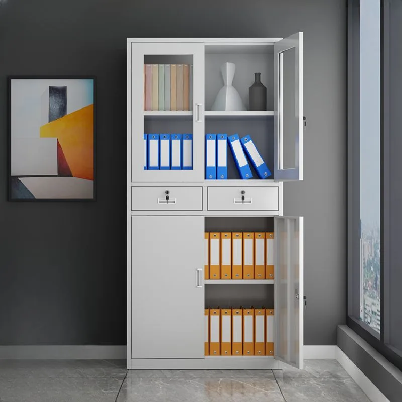 Half-glass Metallic Storage Cabinet