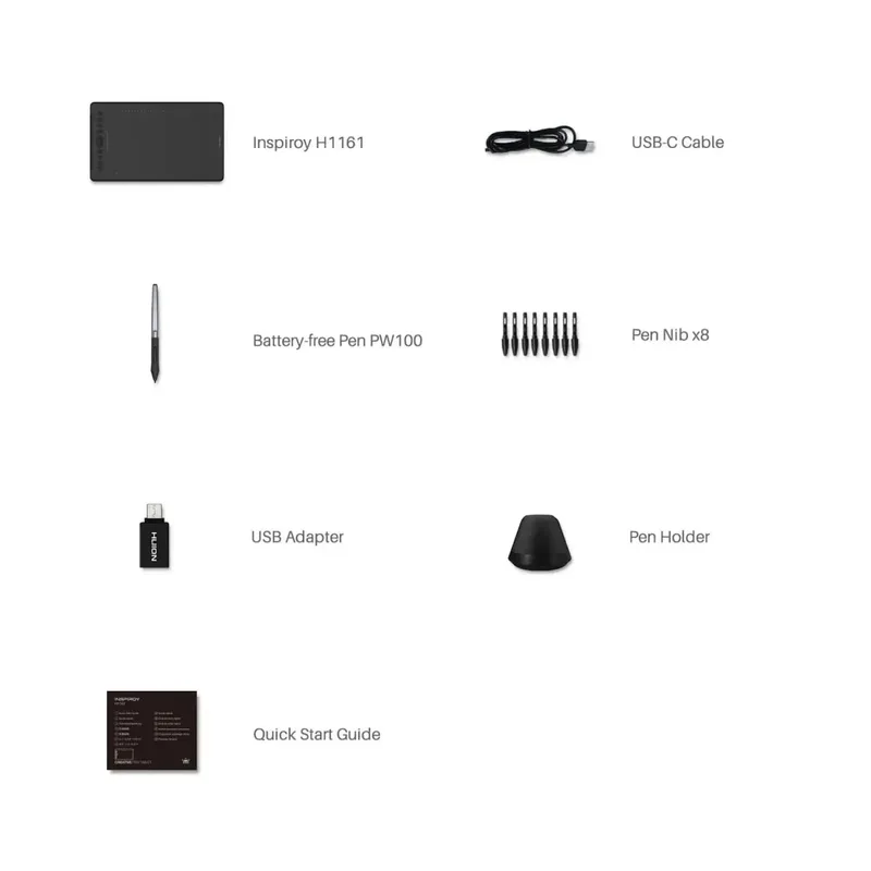 Huion Inspiroy H1161 graphic drawing tablet (11X6.88 inches)